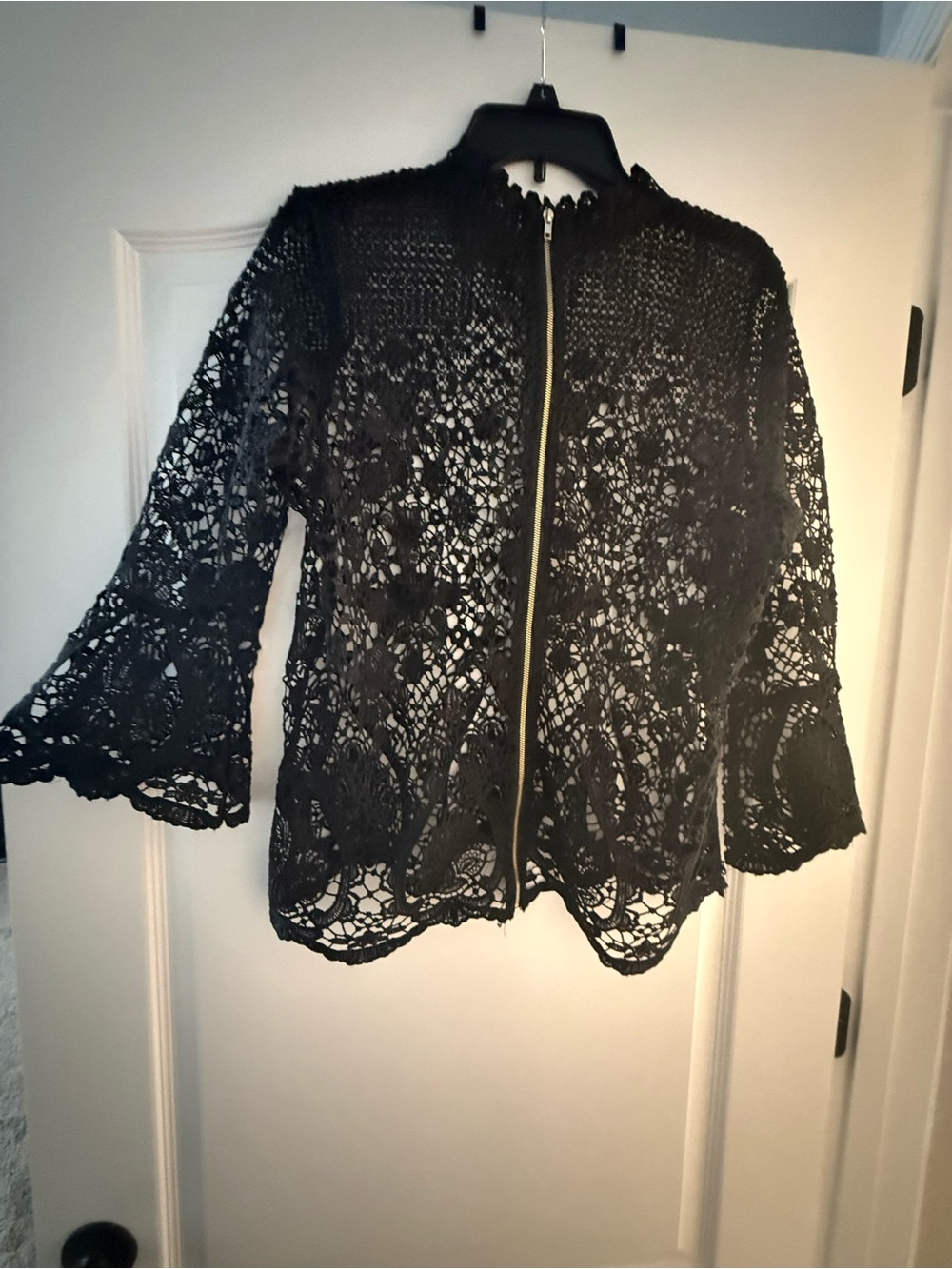 BOLD elements Black Crochet Open-Weave Top